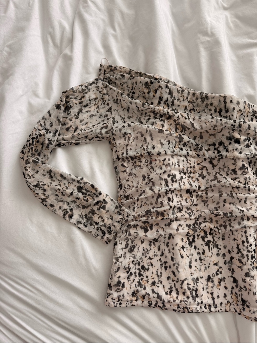 Abercrombie & Fitch Beige Leopard Print Long Sleeve Top